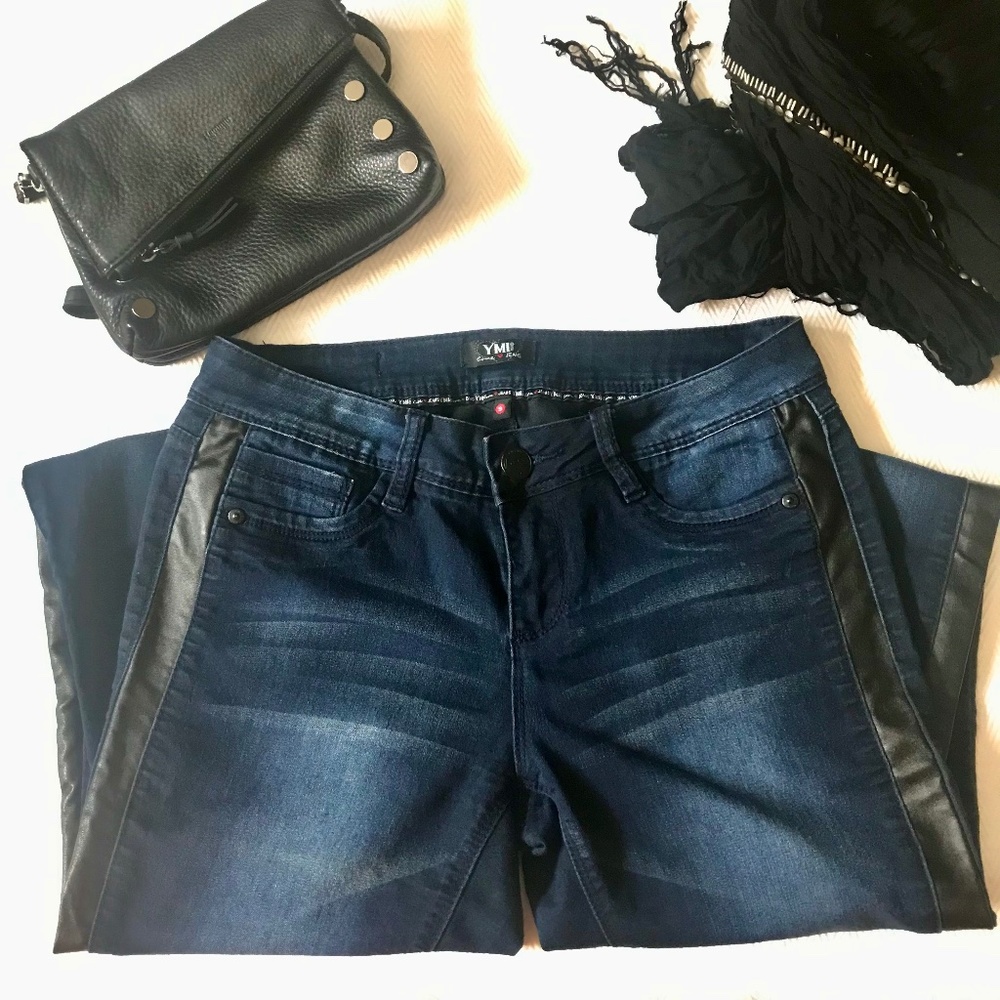YMI jeans with faux leather accents